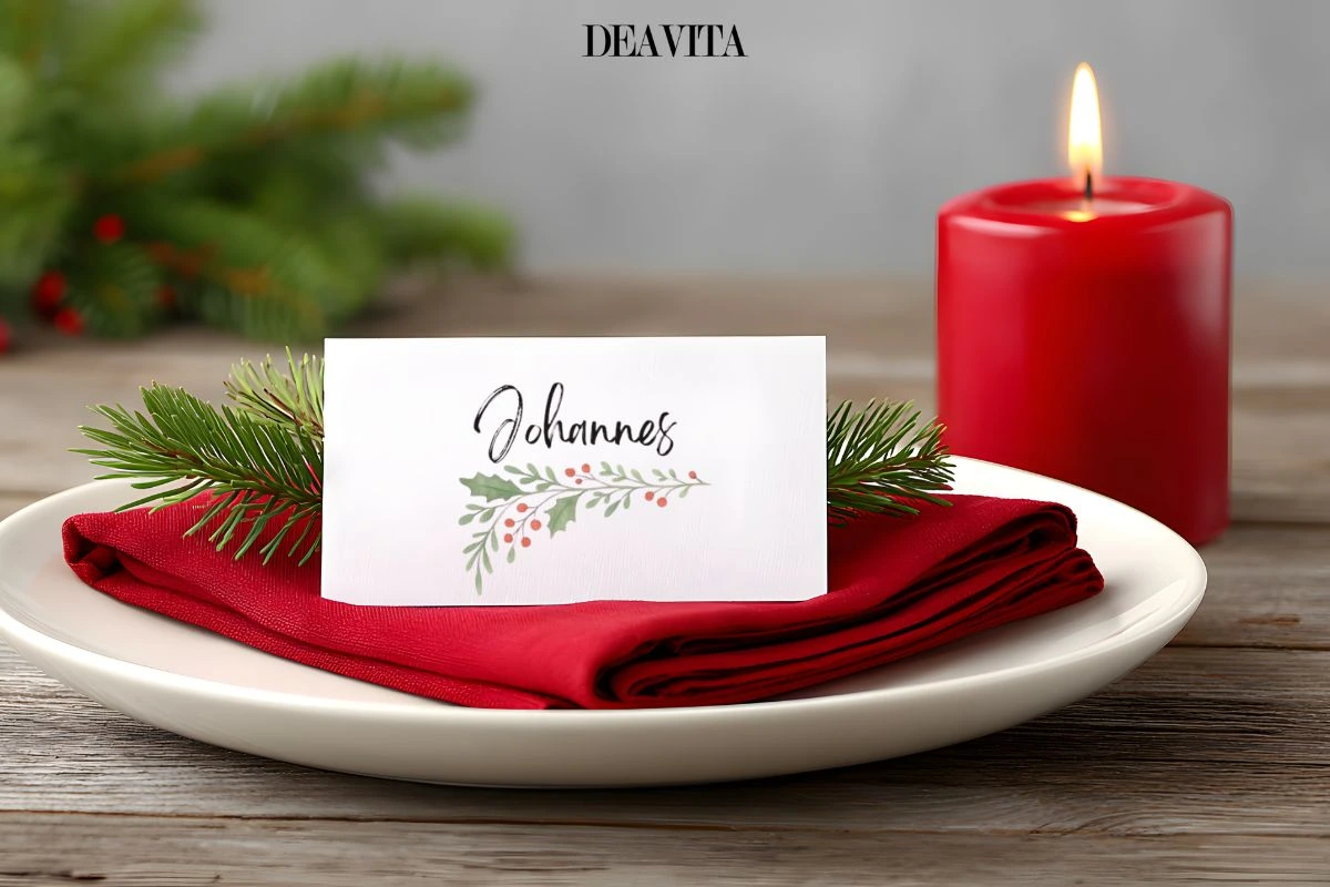 Namensschilder für Weihnachten zum Ausdrucken mit weihnachtlichen Motiven