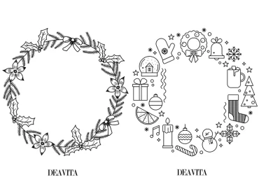 Romantische und verspielte Winterkränze für die Fensterscheibe zum Nachzeichnen