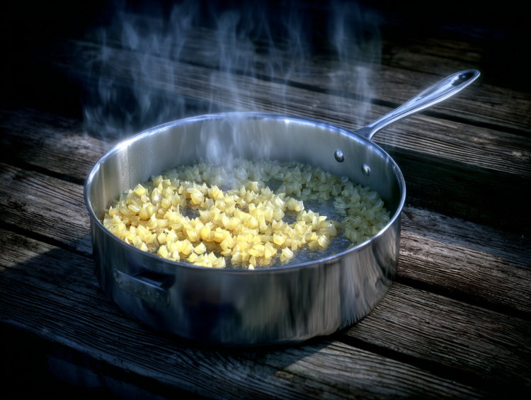 schritt 1 zwiebel und knoblauch anbraten