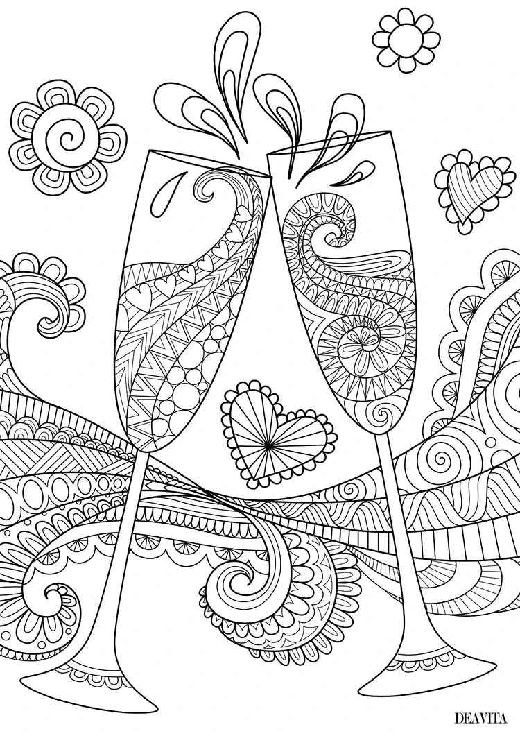 silvester mandala zum ausdrucken champagner