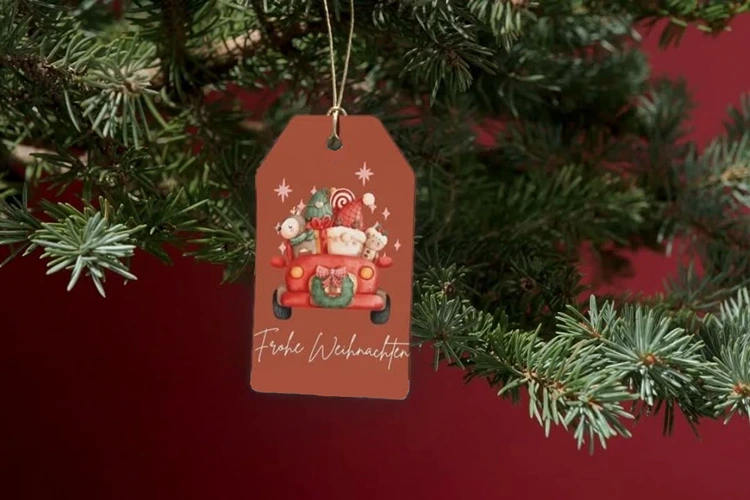 Verspielte Paketanhänger für Weihnachten zum Selbermachen mit Vorlagen