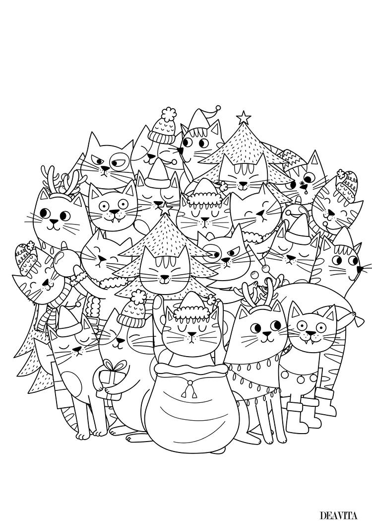 weihnachten mandala erwachsene weihnachtskatzen