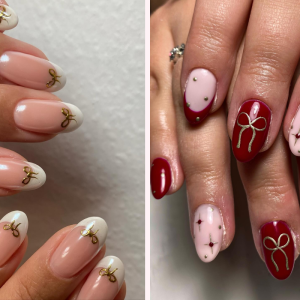 weihnachts gelnägel mit schleifen