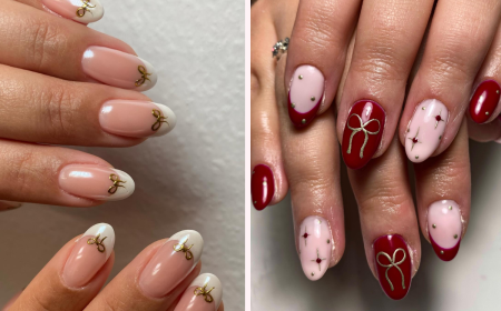 weihnachts gelnägel mit schleifen