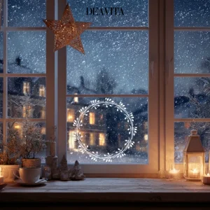 Weihnachtskranz aus Kreidemarkern mit Vorlagen ans Fenster malen