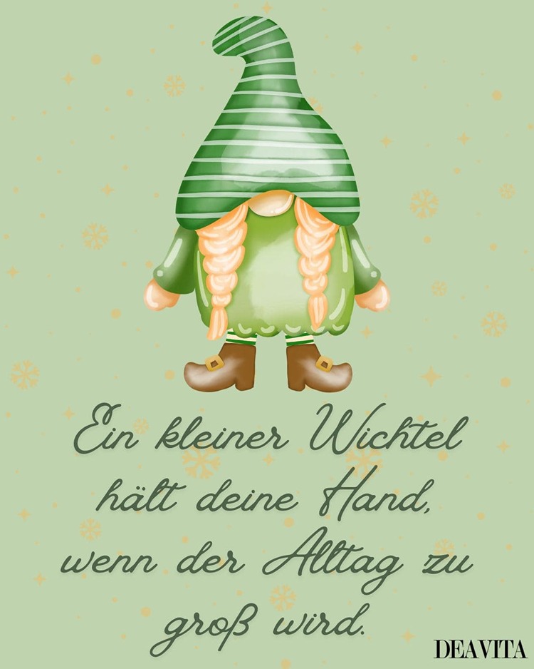 Weihnachtswichtel hält deine Hand, wenn der Alltag stressig ist