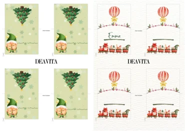 Wichtel als Motive für verspielte, weihnachtliche Namensschilder