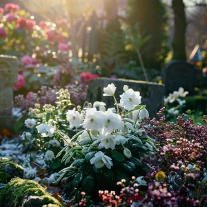 winter grabgestaltung mit christrose