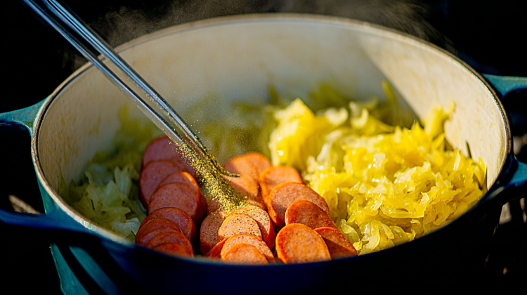 würzen und wurst hinzufügen