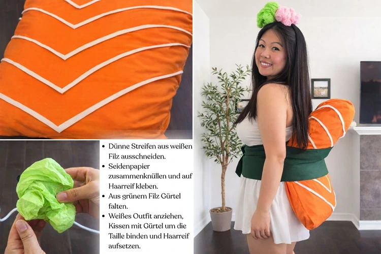 Anleitung, wie Sie ruckzuck ein Sushi-Kostüm selber machen können