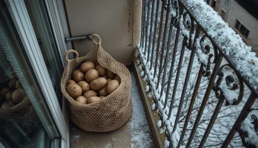 auf dem balkon gelagert kartoffeln bei minusgraden im winter