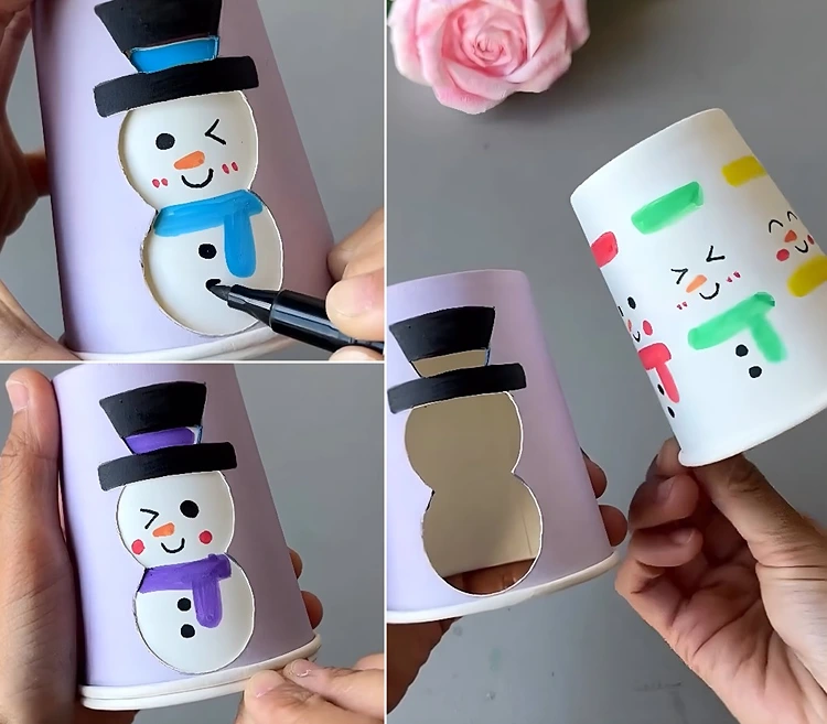 Bastelidee zum Spielen - Schneemann mit unterschiedlichen Gesichtern