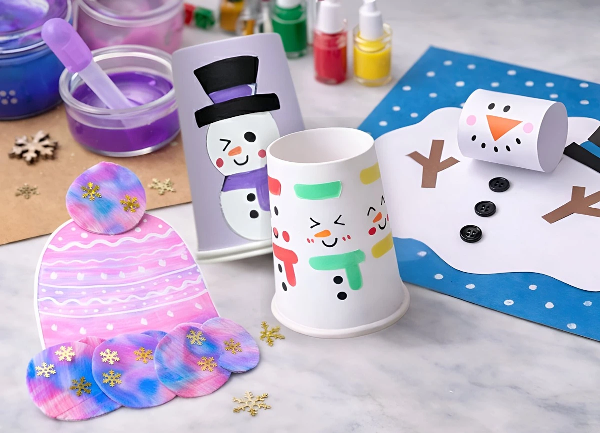 Basteln im Winter mit 7-Jährigen - Kreative Schneemänner und Pudelmützen