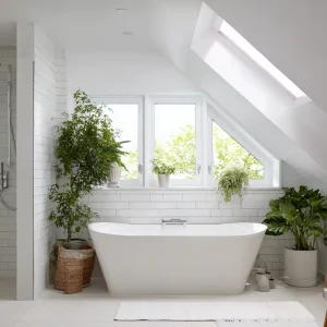 begehbare dusche ohne glas im bad mit dachschräge