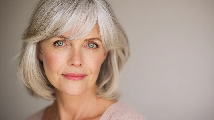 blonder bob ab 50 mit pony kinnlang