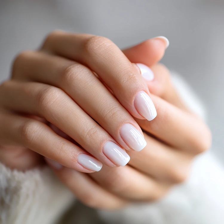 cloud dancer nails auf kurzen nägeln – minimalistisch und zeitlos