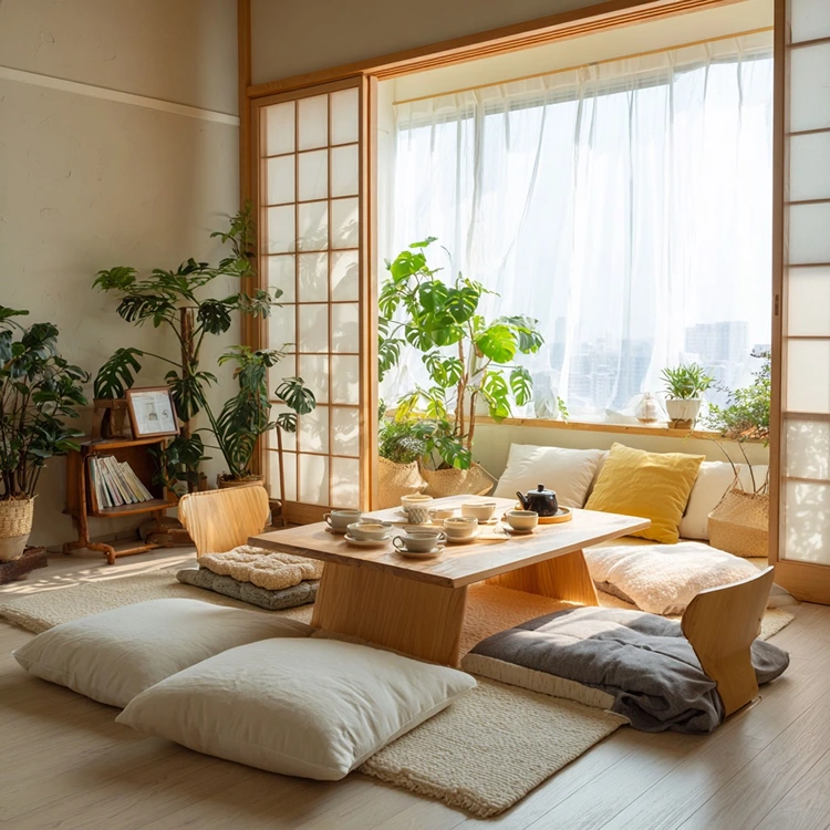 Das Einrichtungskonzept basiert auf natürliche Materialien und Farben