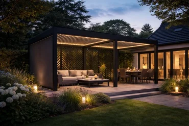 Den Sonnenschutz im Garten mit Lichtern und Heißstrahlern für längere Nutzungsdauer