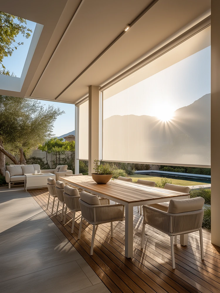 Die Terrasse auch am Abend genießen mit dem richtigen Sonnen- und Hitzschutz im Sommer