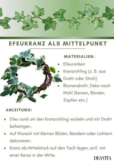 Einen schönen Tischkranz als Tischdeko mit Efeu selber machen