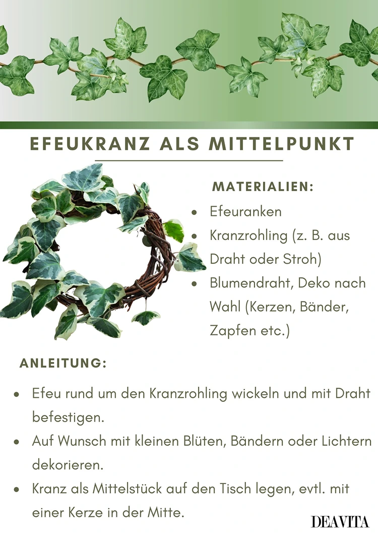 Einen schönen Tischkranz als Tischdeko mit Efeu selber machen