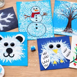 Einfach Winterbilder malen mit Kindern dank spaßiger Techniken