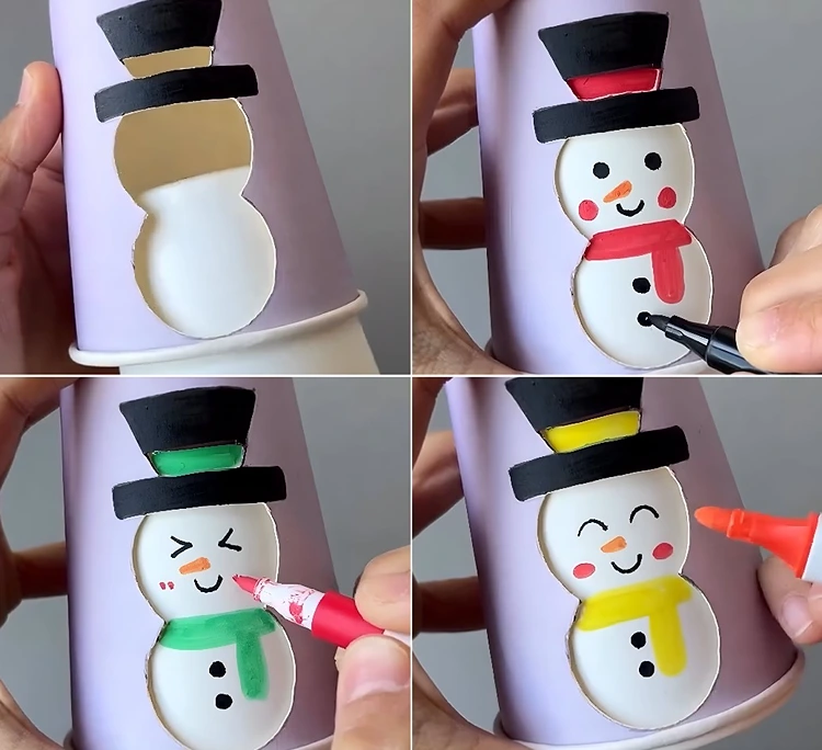 Einfache Bastelidee mit Pappbechern und Filzstiften