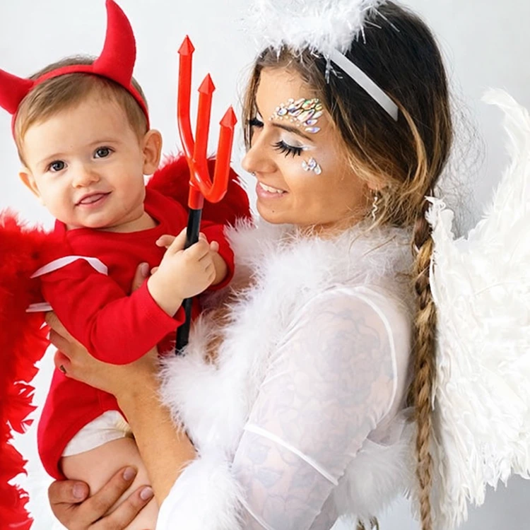Engel und Teufel als Mutter-Sohn-Kostüm zum Karneval
