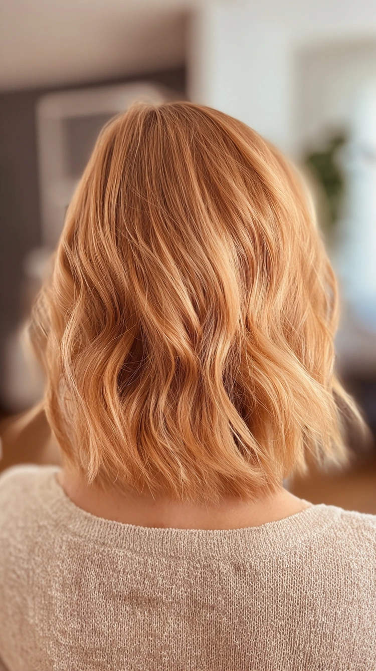 erdbeerblond bob hinten sanfte wellen