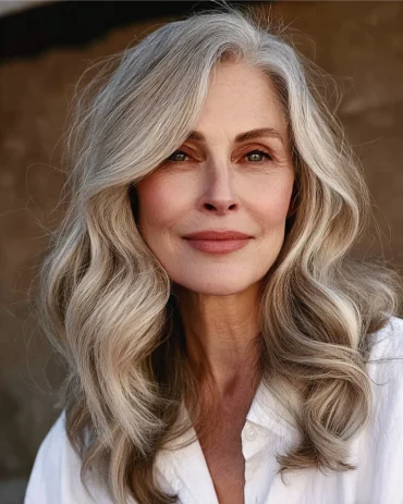 frau ab 60 mit welligem haar und seitenscheitel