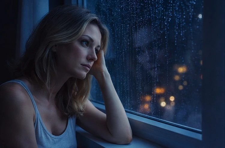 Frauen schlafen schlecht aufgrund von Metal Load und Stress