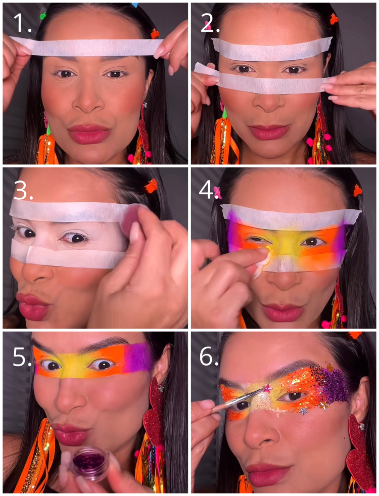 grafische karnevalsmaske mit tape schminken