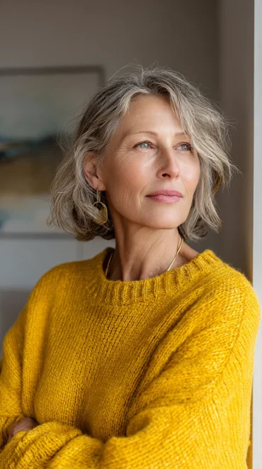 halblanger schnitt mit tiefem seitenscheitel für damen ab 50