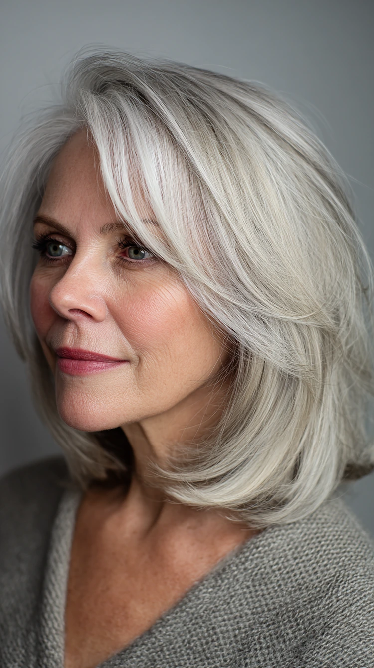 halblanger schnitt ohne pony mit face framing layers ab 50