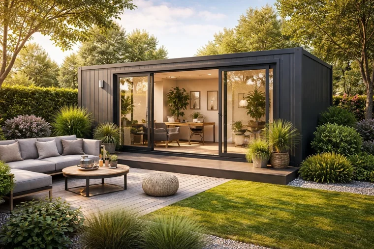 Haus erweitern ohne Umbau mit Container, Gartenhaus, Modulbau, Leichtbau oder Tiny House