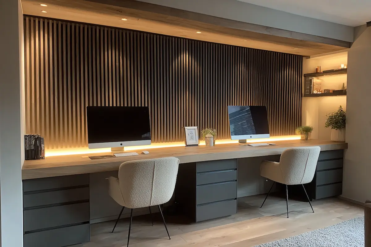 homeoffice mit akustikpaneelen für zwei