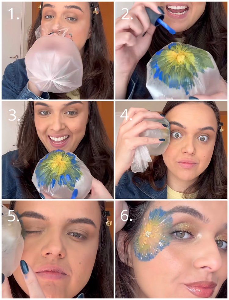 karneval schminken plastiktüten blüten