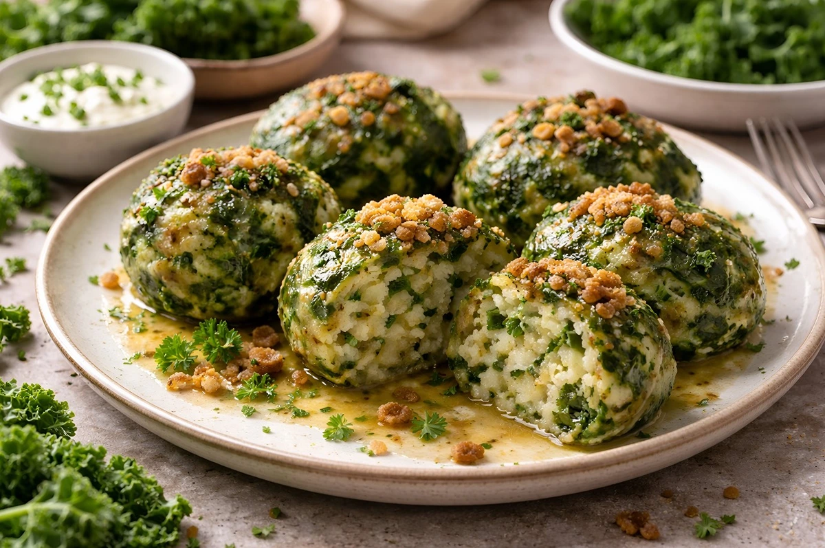 Kohlknödel mit Grünkohl zubereiten mit diesem Rezept