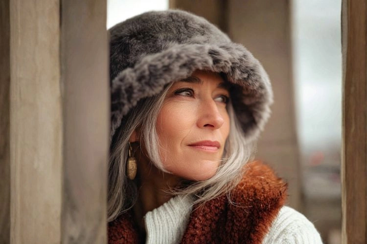 Kunstfell Fischerhut Hut für Frauen ab 50