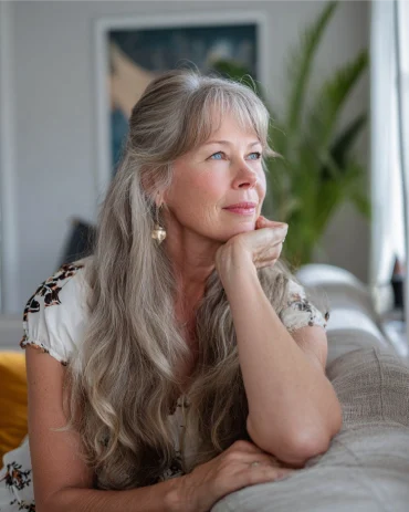 lange haare mit pony ab 60 seitlicher pony mit sanften wellen