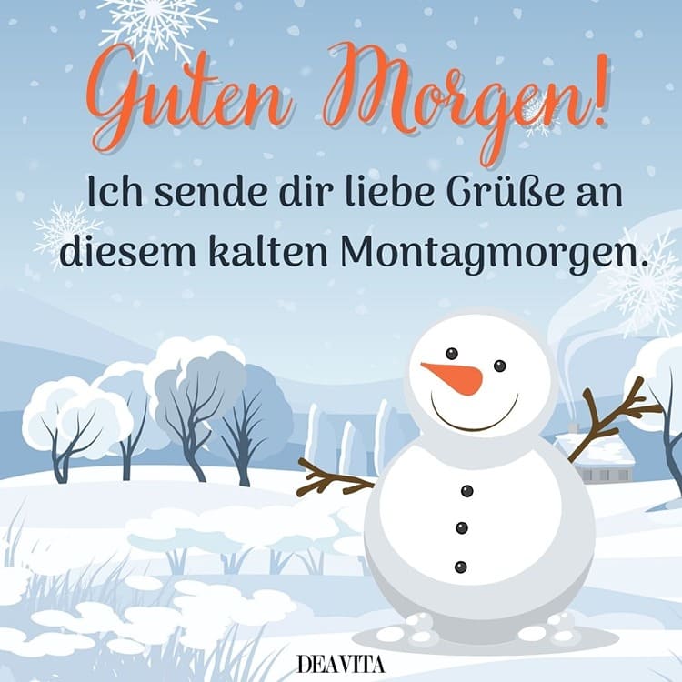 Liebe Montag-Grüße am kalten Morgen für Whatsapp