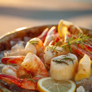Meeresfrüchte für Hochzeit am Strand