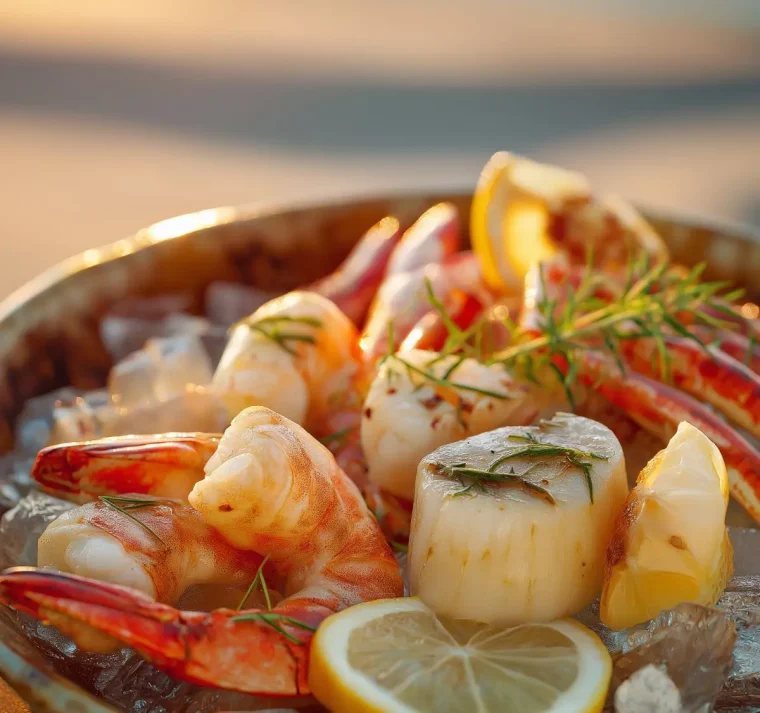 Meeresfrüchte für Hochzeit am Strand