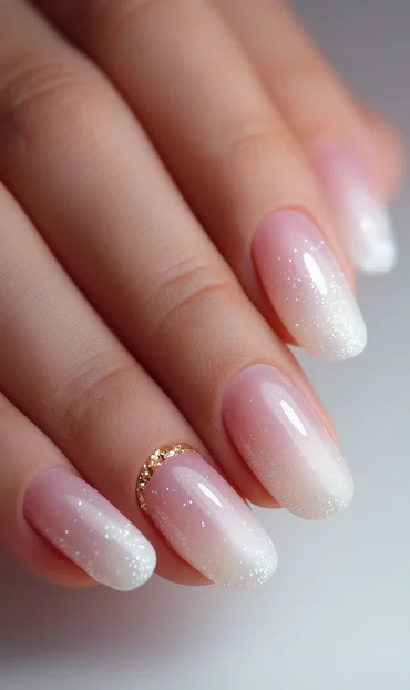 milky white ombre nails – wie in feinen schneestaub getaucht