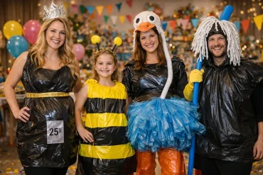 Mit Dingen aus dem Alltag wie Müllbeutel Verkleidungen basteln