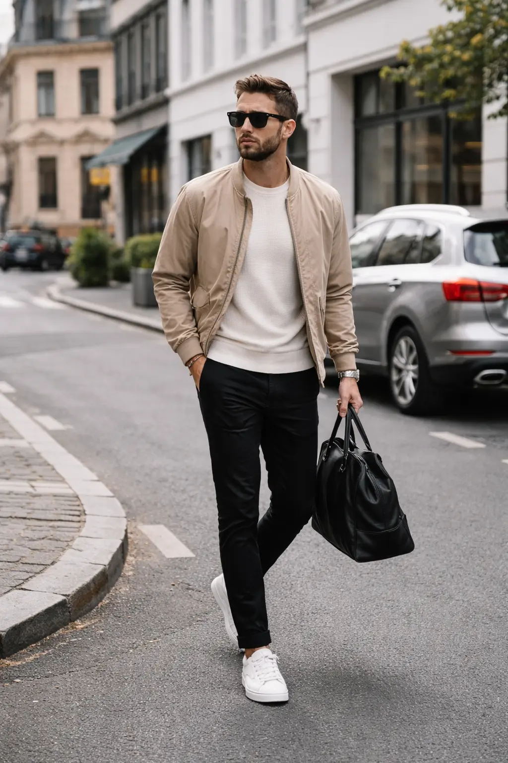 moderner smart casual look mit schwarzer hose