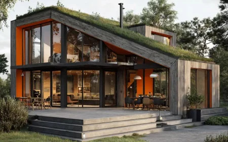 Nachhaltige moderne Architektur Haus mit bepflanztem Dach