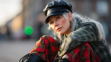 Newsroom Hat aus Kunstleder im Winter tragen