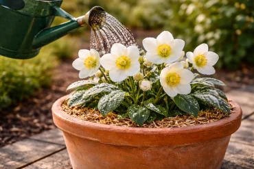 Schlapp wirkende Christrosen sind nicht unbedingt auch durstig