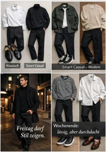 schwarze stoffhose für herren vielseitig kombinieren